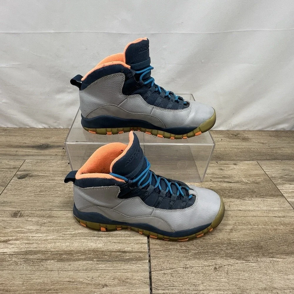 AIR JORDAN 10 RETRO Youth Size‎ 7 BOBCATS KD 310806-026 WOLF GREY ORANGE BLUE